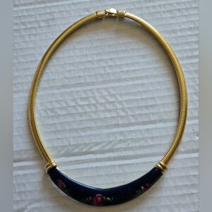 Gold Tone Enameled Snake Chain 17" Collar Necklace